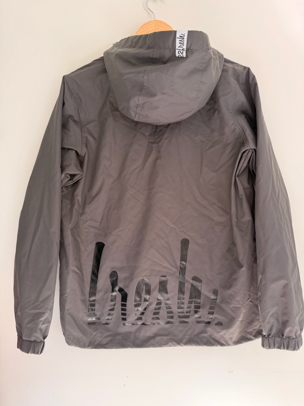22 Fresh Gray Hooded Anorak Rain Jacket - Picture 2 of 3